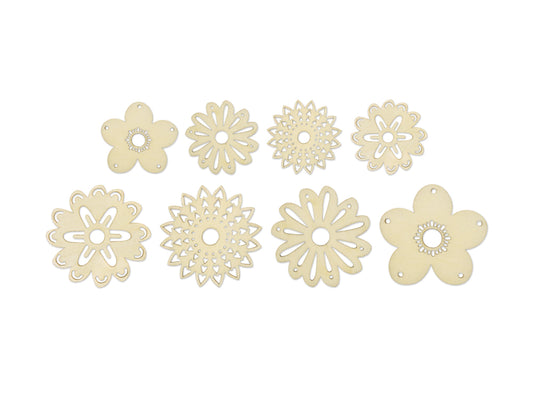 Wood Craft: Laser-Cut Wood Shapes x8 D) Flowers