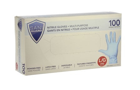 SANI-GUARD NITRILE GLOVES LARGE 100/BOX