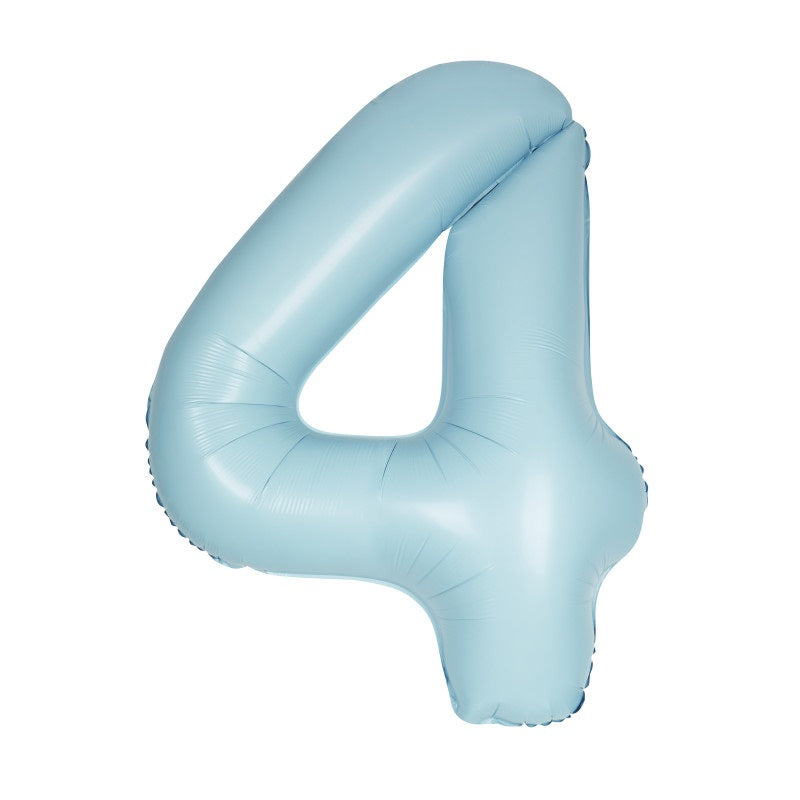 Matte Powder Blue Number 4 Shaped Foil Balloon 34"  Packaged