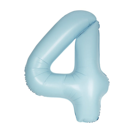 Matte Powder Blue Number 4 Shaped Foil Balloon 34"  Packaged