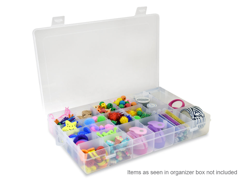 Craft Storage: 10.8"x7"x1.75" Organizer Box 36-Comp w/Snap-Lid