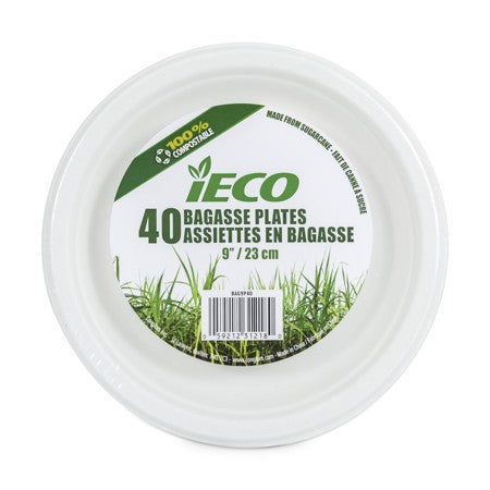 iECO  9" BAGASSE PLATE 40/PK  X 14/CS
