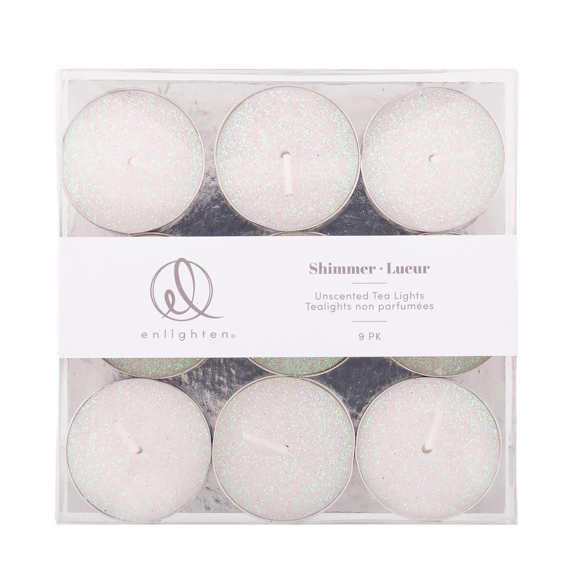 Enlighten 9pk Shimmer White Tealight Candles, pvc box