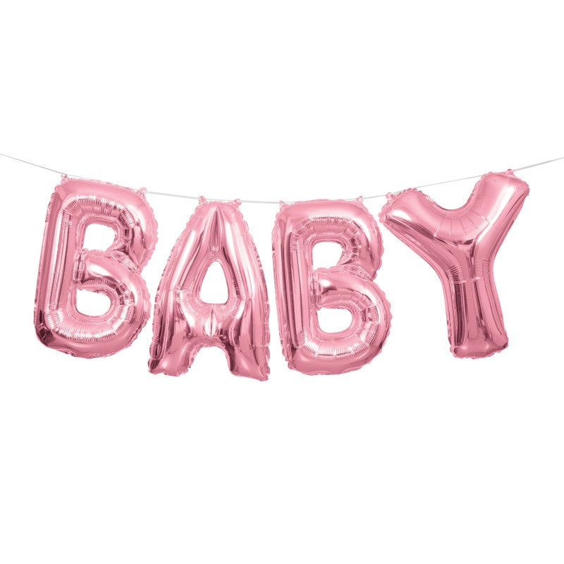 Pink Baby Foil Letter Balloon Banner Kit  14"