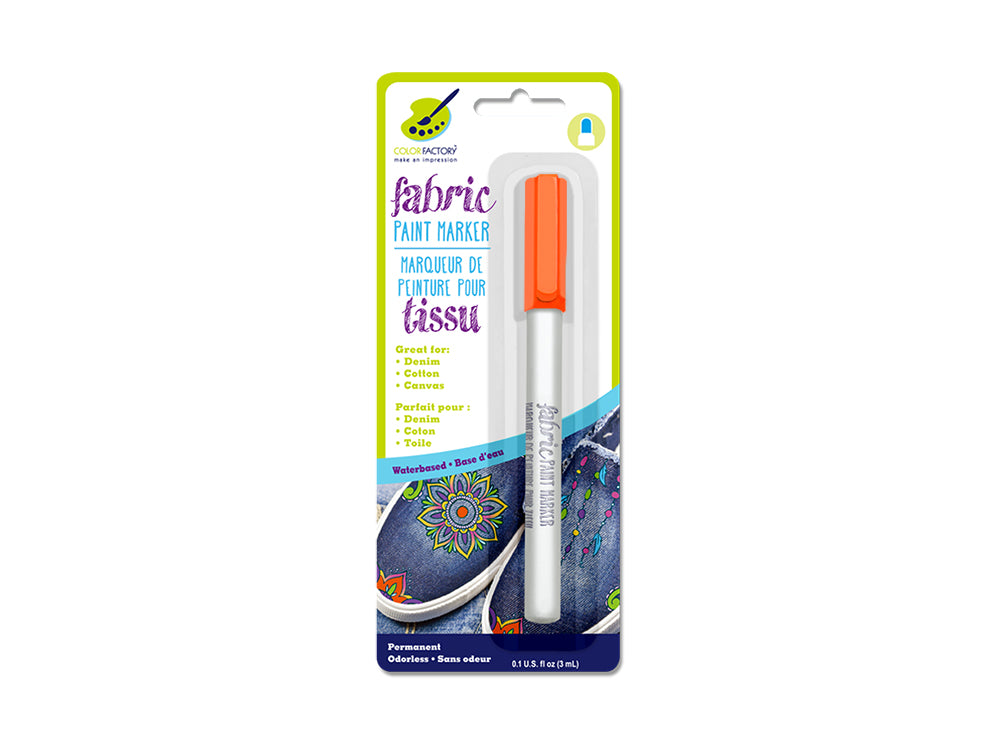 Color Factory: Fabric Paint Marker Permanent 3ml B) Neon Orange