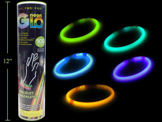 Neon Glo Bracelet, 5 color., 100/tube Pink, Orange, Green, Yellow, Blue