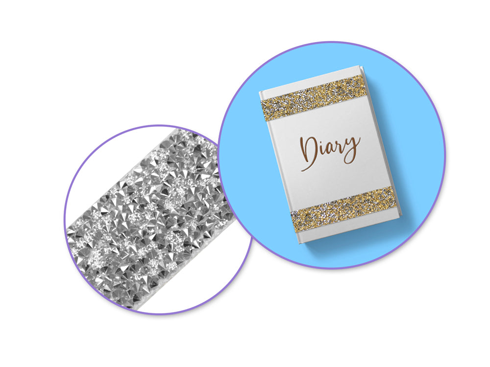 Paper Craft Sticker: 1"x12" Crushed Diamond Gem Borders x2 D) Ice