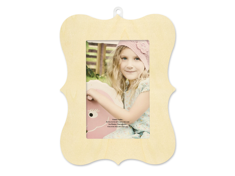 Wood Craft: Natural DIY 8.38"x6.44" Photo Frame B) Bracket Border