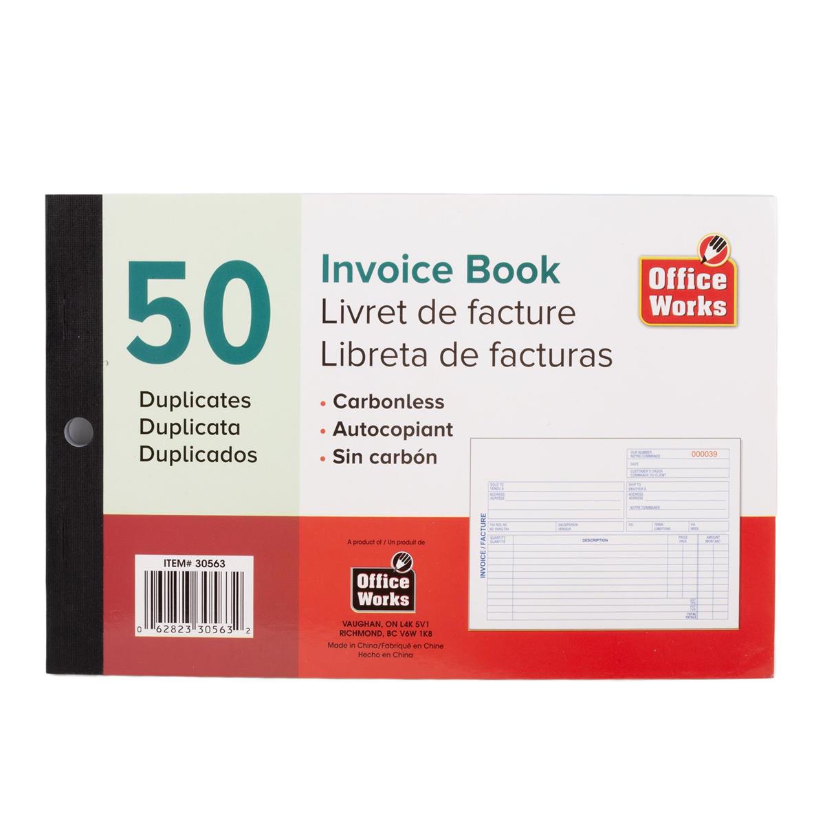 O.WKs. 50 Duplicate Invoice Book, Carbonless