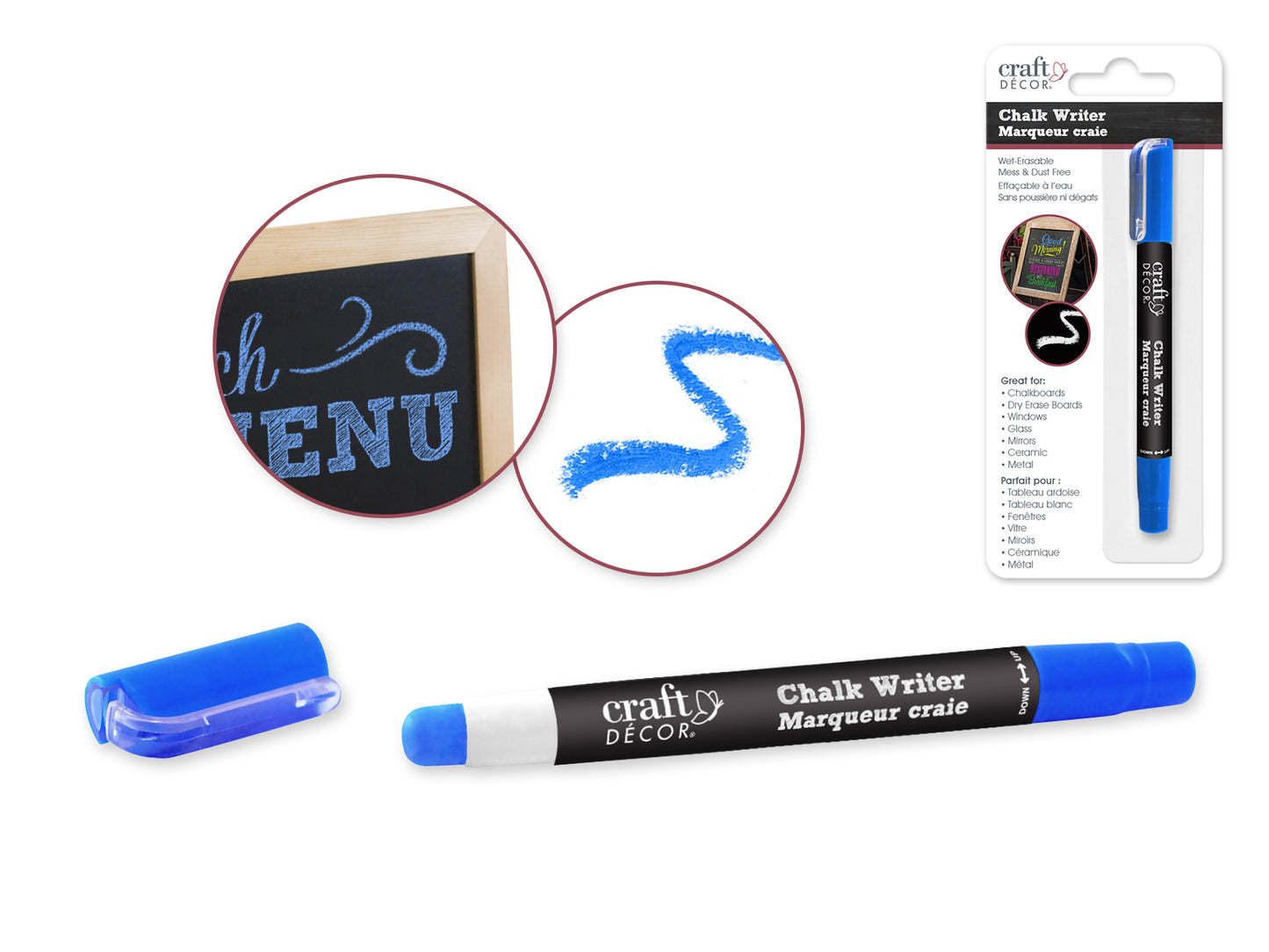 Craft Decor: Chalk Writer Blister-Carded G) Electric Blue