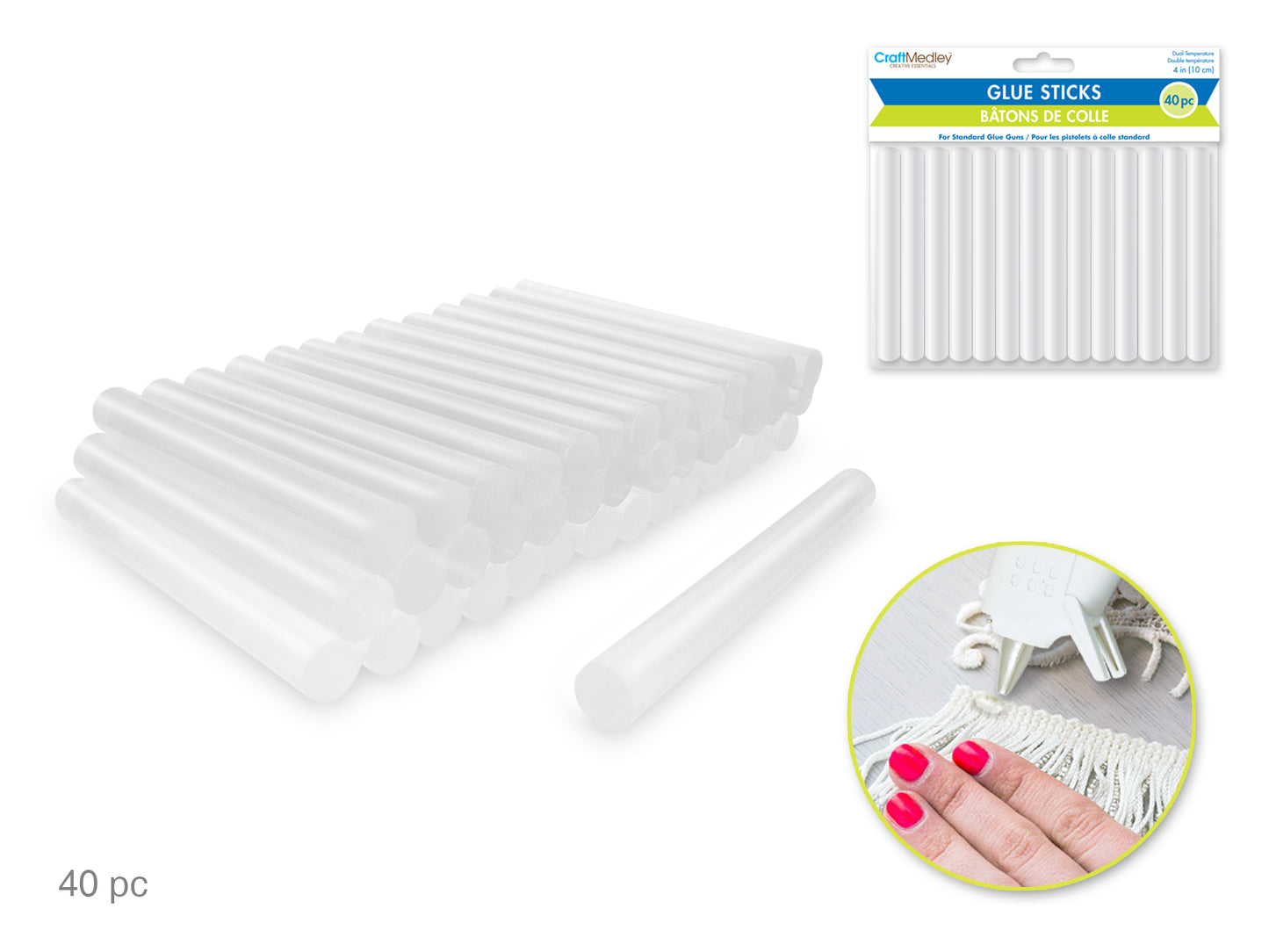 Craft Medley Glue Sticks: 4" Standard 400G Bulk Dual Temp 11mm Thick