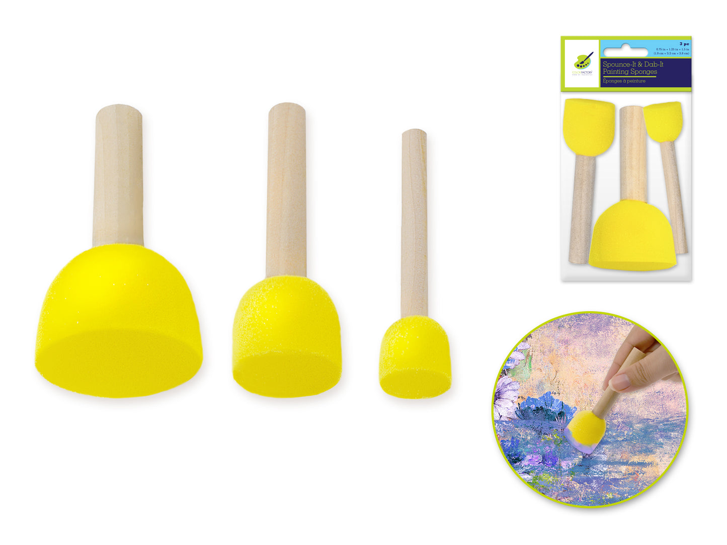 Color Factory Tool: Spouncer/Dabber 3/4"+1.25"+1.5" x3 Asst