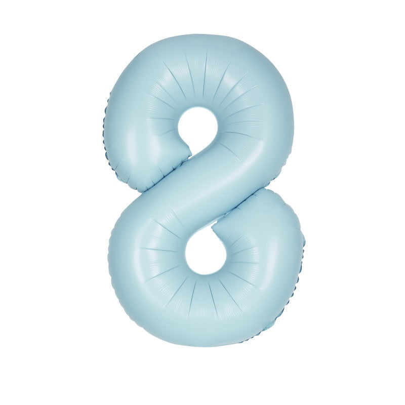 Matte Powder Blue Number 8 Shaped Foil Balloon 34"  Packaged