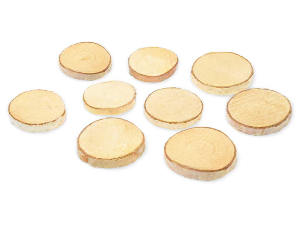 Craftwood: 3cm-6cm 50g Natural Birch Slices 0.9cm(T)