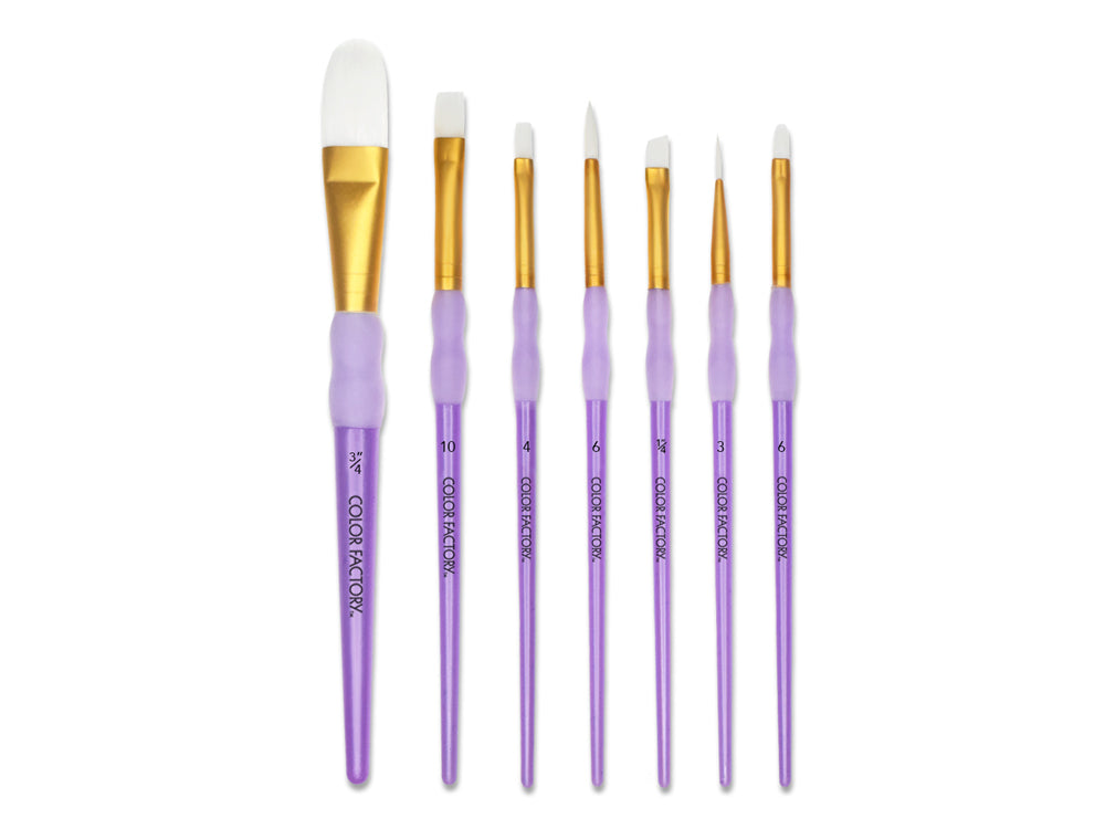 Artist Brush Set: Nylon Hair Shimmer Series Soft-Grip x7 Plastic Handle