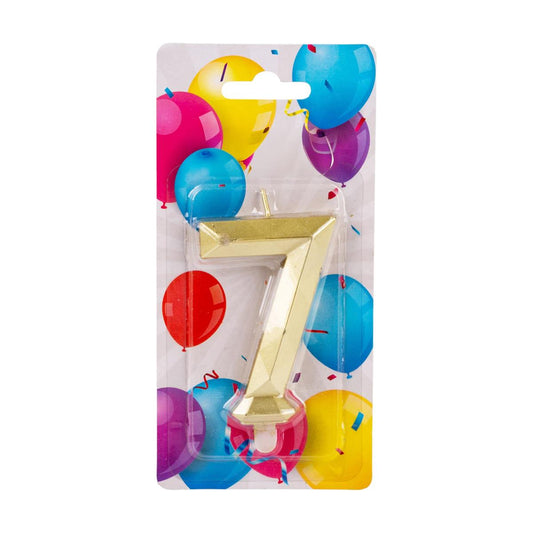 Let's Party #7 Diamond Cut Gold Birthday Candle set