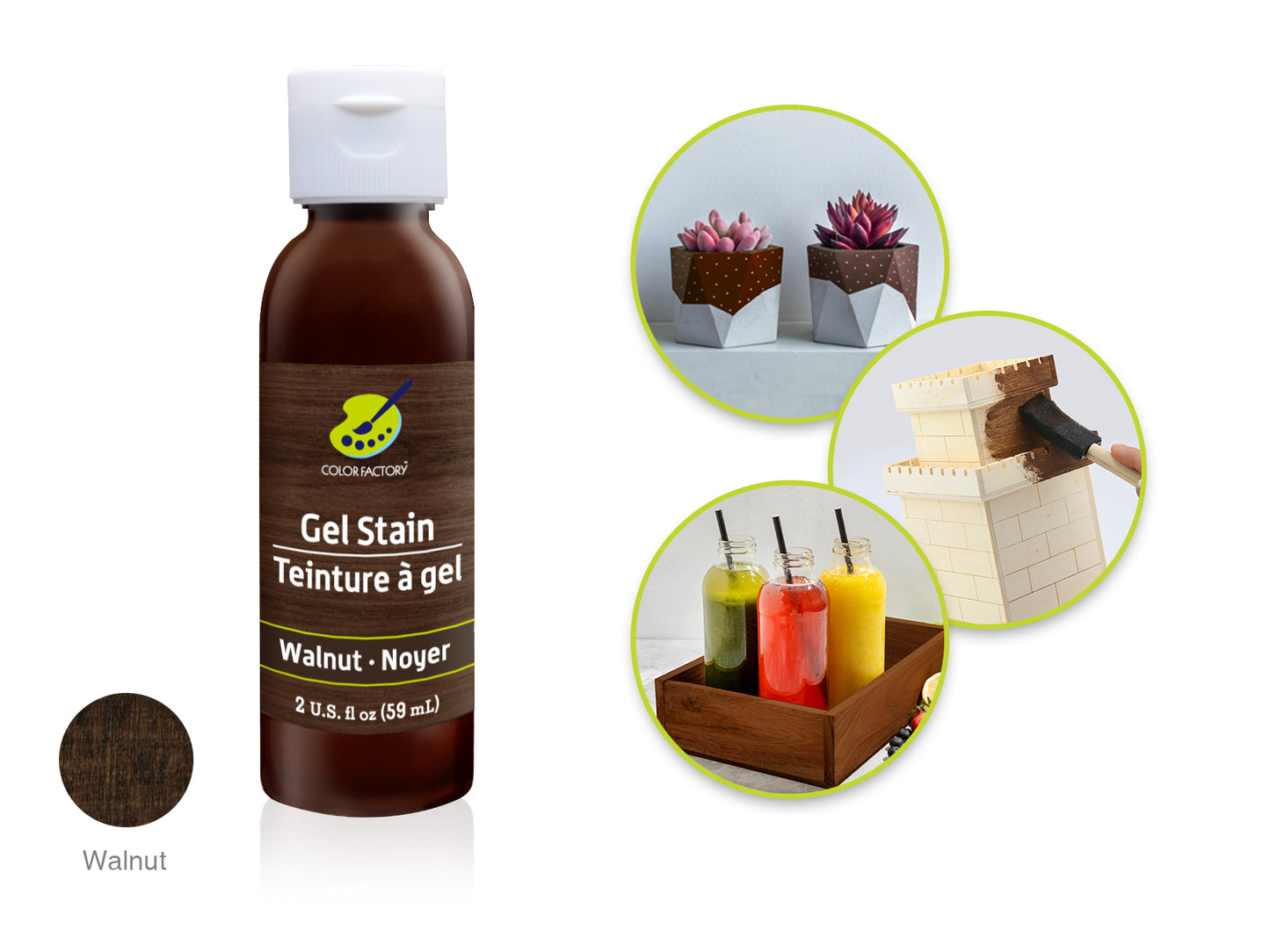 Color Factory: 2oz Gel Stains GS01/02/03 GS03) Walnut