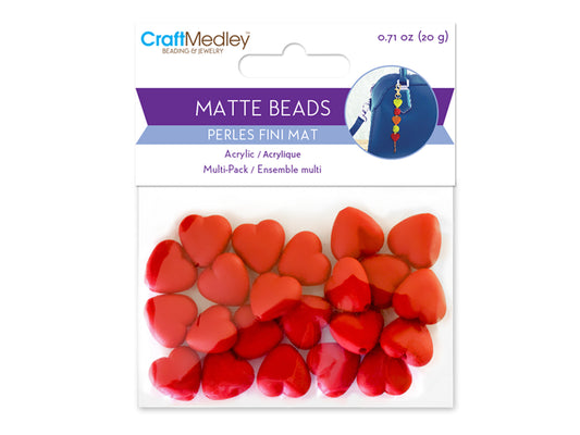 Acrylic Beads: 20g Matte Finish Multi-Packs D) Heart Red