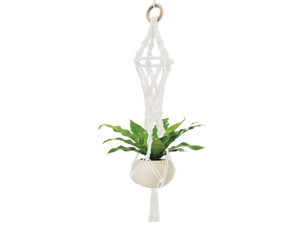 Craft Decor: DIY Macramé Planter Hanger Kit w/Wood Ring A) White