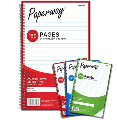 SPIRAL NOTEBOOK - 150 2 SUBJECT, 15.2CM X 22.9CM