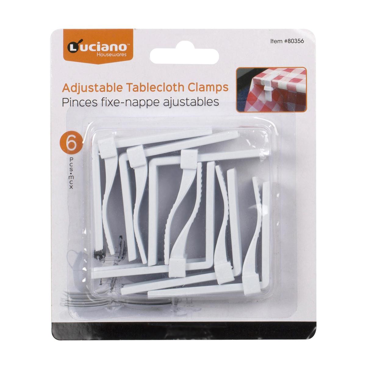 Luciano 4-pc Pl. Tablecloth Clamps, Adjustable, b/c