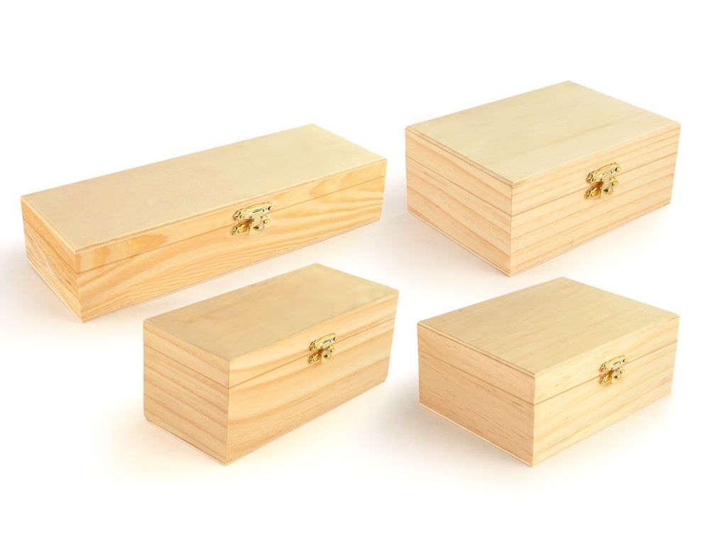 Wood Craft: 6"-8.5" Box w/Clasp 4-style Asst 9eax4style 9 Each x 4 Styles