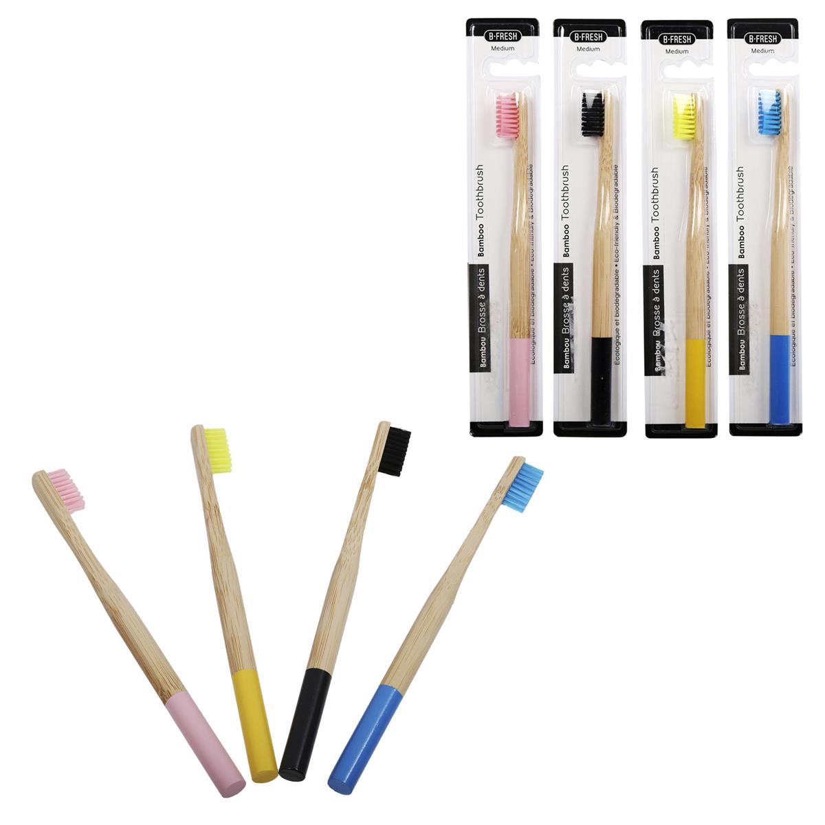 Bodico, Bamboo Toothbrush 4 asst col, blister card