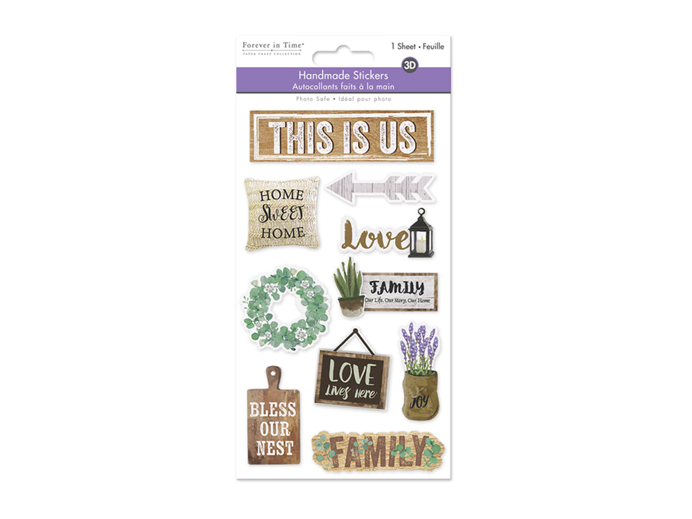 Handmade Sticker: 4.4"x7.5" 3D Themed Elements I) This Is Us