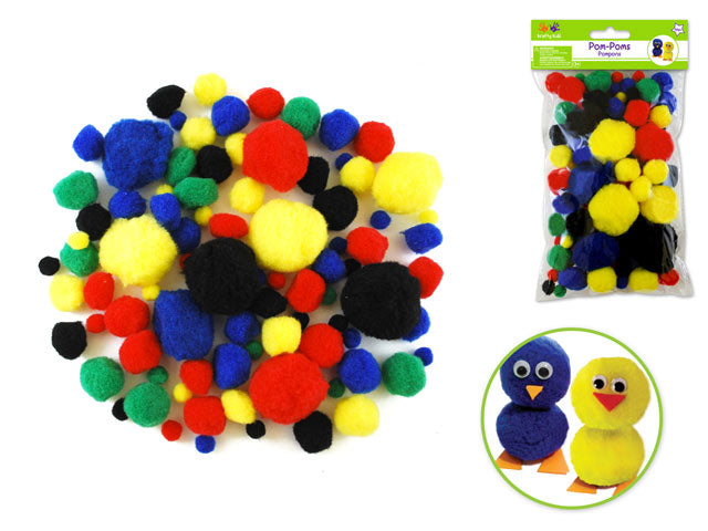 Krafty Kids: Pom-Poms Jumbo Pack x90 Primary Colors Asst