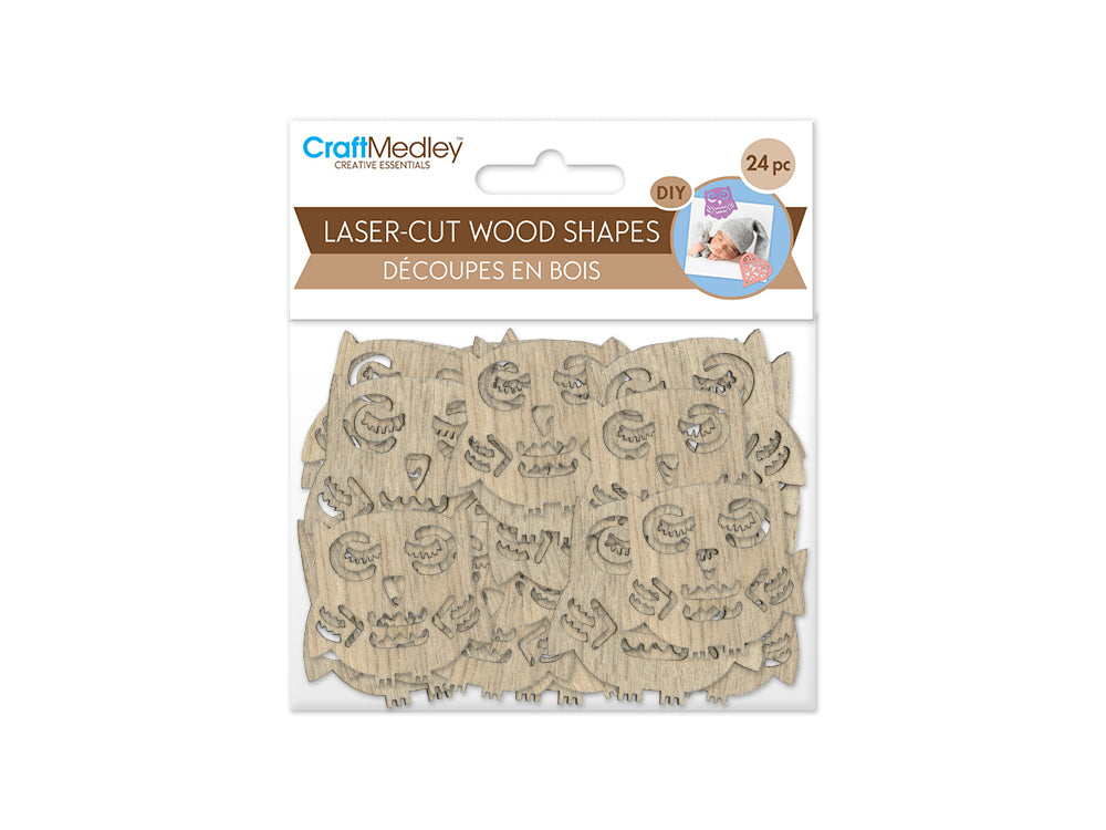 Wood Craft: 3cm+4cm Laser-Cut Ornate Wood Shapes 24pc D) Owl