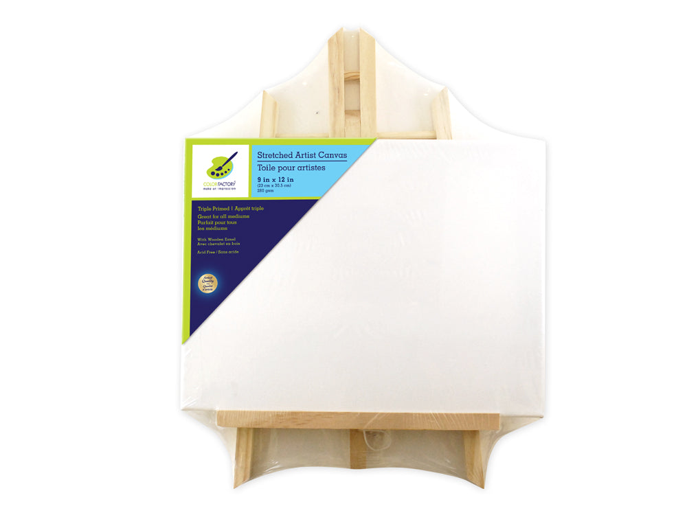 Stretch Artist Canvas: 9"x12" (23x30.5cm) on Wooden Easel