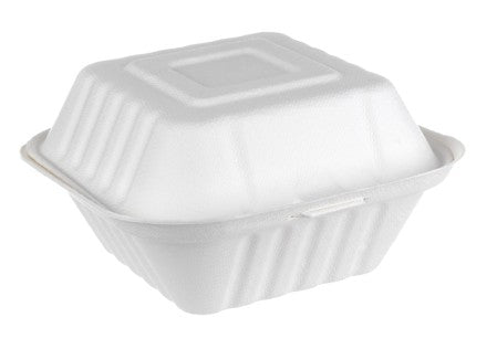 HINGED BAGASSE CONTAINERS 6'' x 6'' 50/PK x 5/CS (1091385)