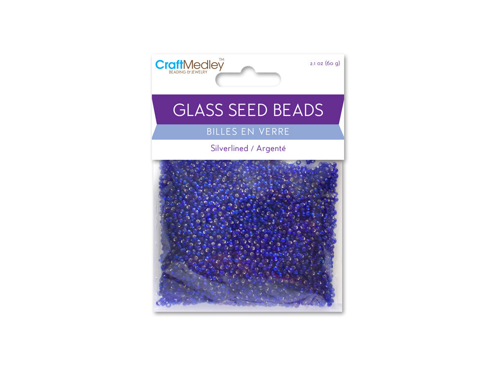 Glass Seed Beads: 12/0 Silverlined 60Gms A) Capri Blue