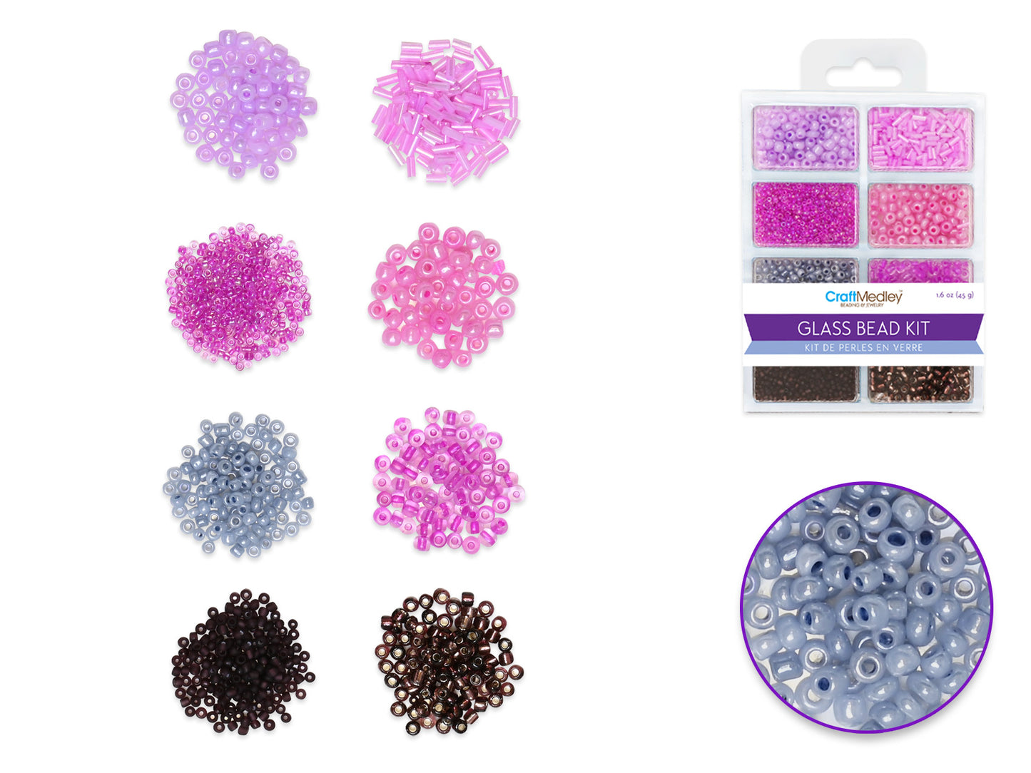 Glass Bead Kit: Rocailles/Seed Beads/Bugles 45g ULTIMIX F) Viola