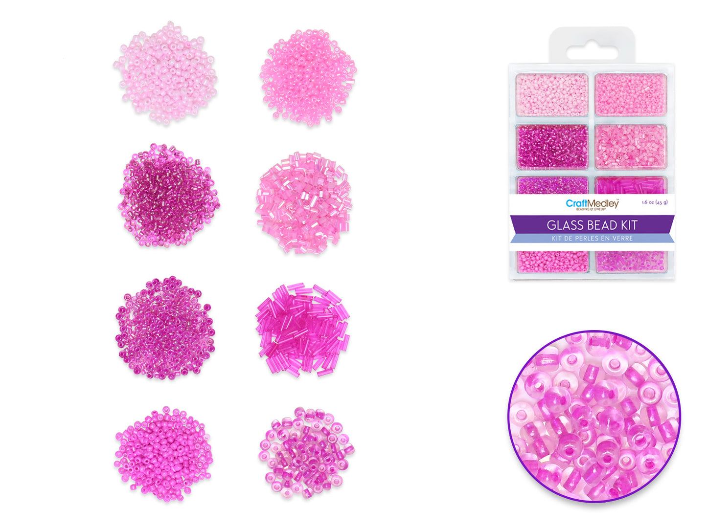Glass Bead Kit: Rocailles/Seed Beads/Bugles 45g ULTIMIX E) Blush