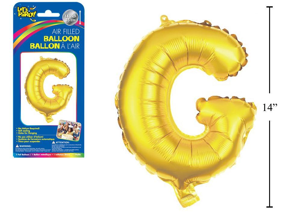 Let's Party "G" Gold Air Filled Balloon,14"