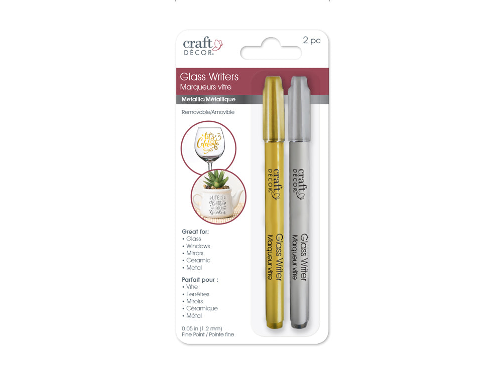 Craft Decor: Glass Writers x2 1.2Mm Fine Point Metallic A) Gold/Silver