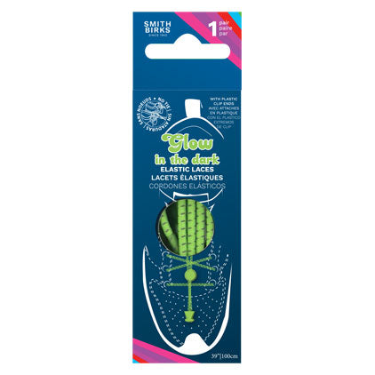 39" ROUND ELASTIC-GLOW IN THE DARK SHOE LACES-LIME