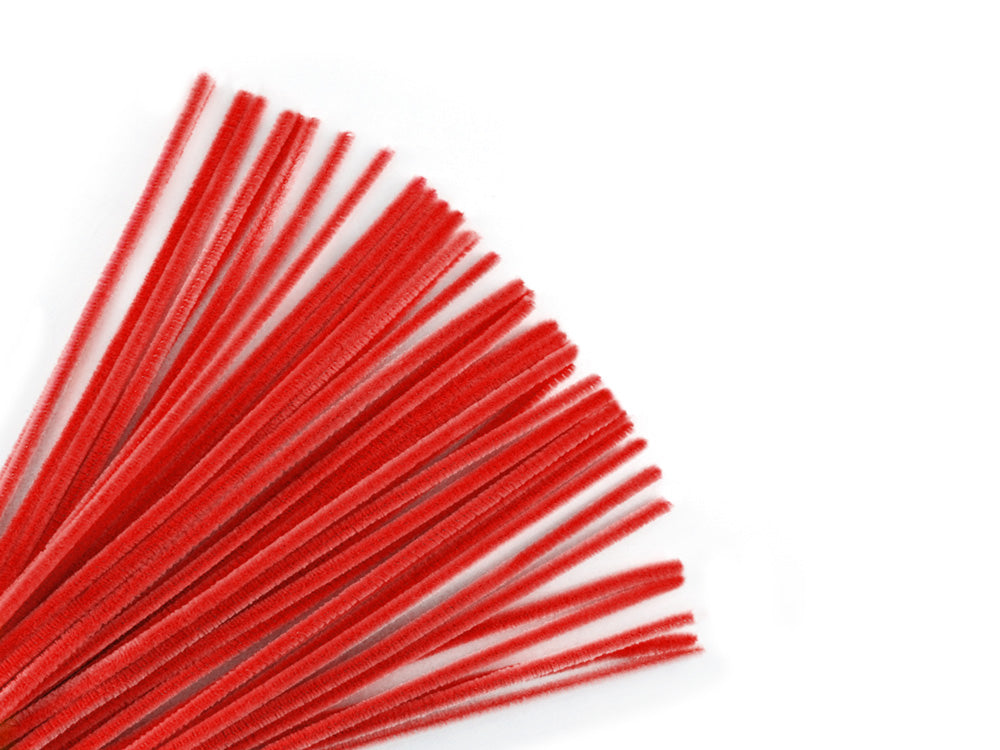 Chenille Stems: 6mmx30cm Standard Pipe Cleaners 40pc L) Red