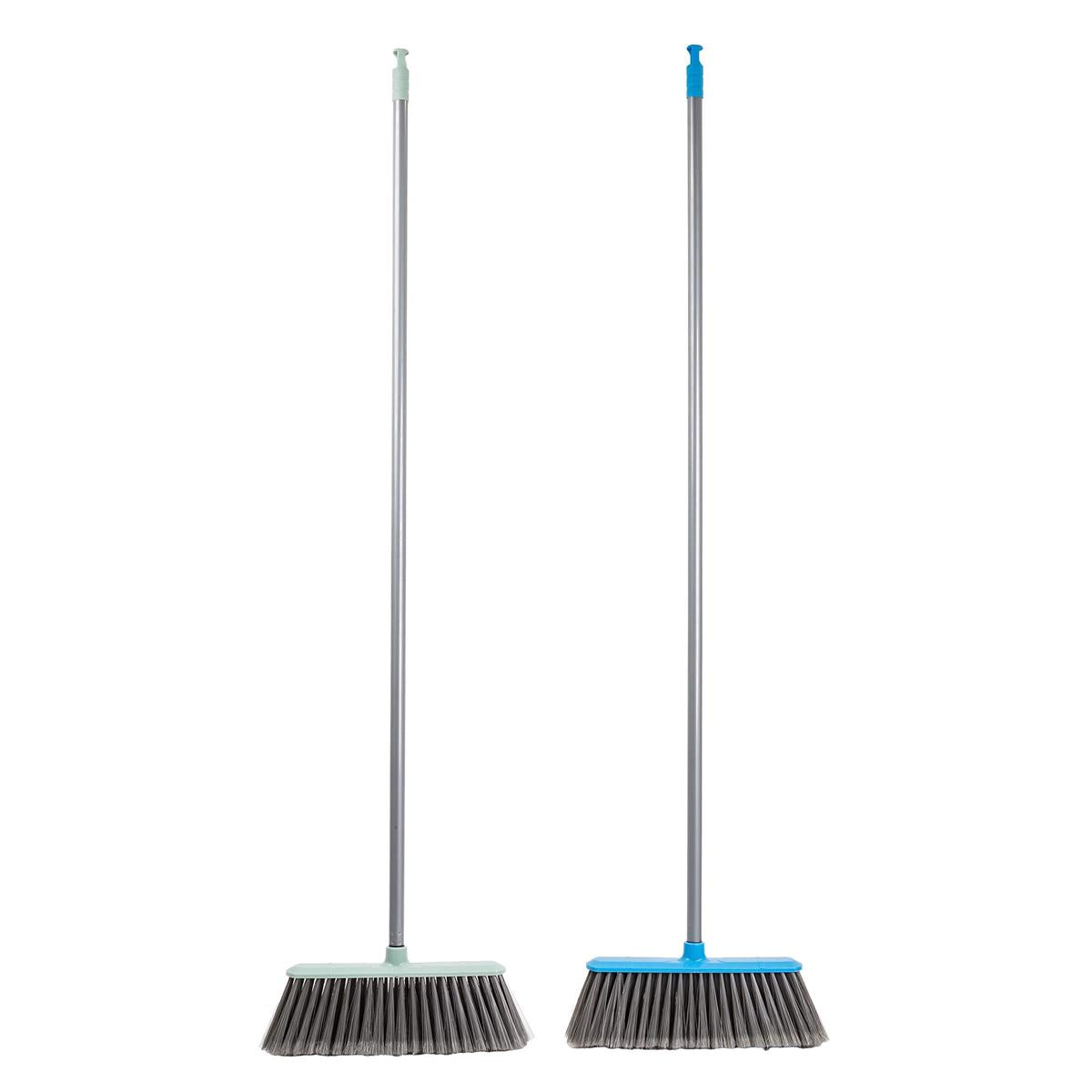 H.E. 46"L Broom w/ Handle, 3 col., tag