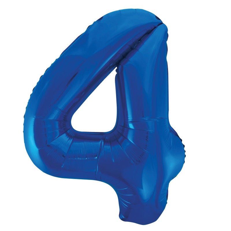 Royal Blue Number 4 Shaped Foil Balloon 34"  Packaged