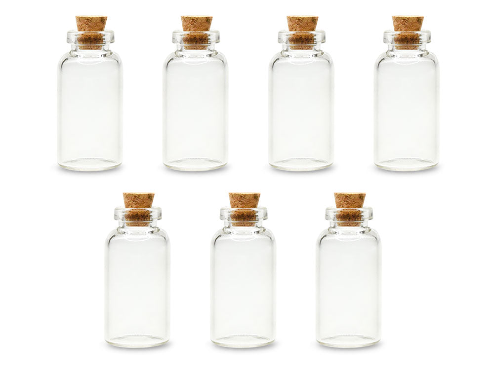 Glass Bottles: Mini Containers w/Cork Lid x7 5ml