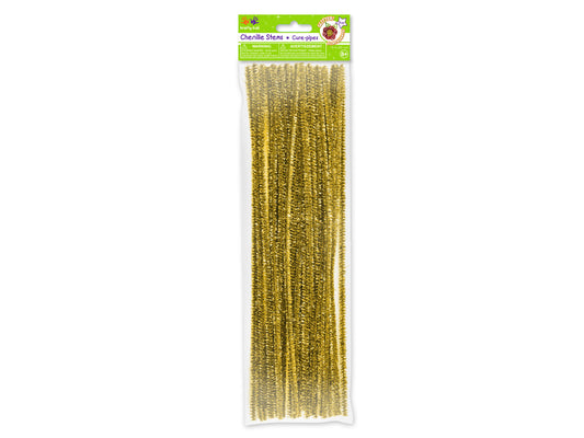 Tinsel Chenille Stems: 6mmx30cm 35/pk Glitter Pipe Cleaners B) Gold