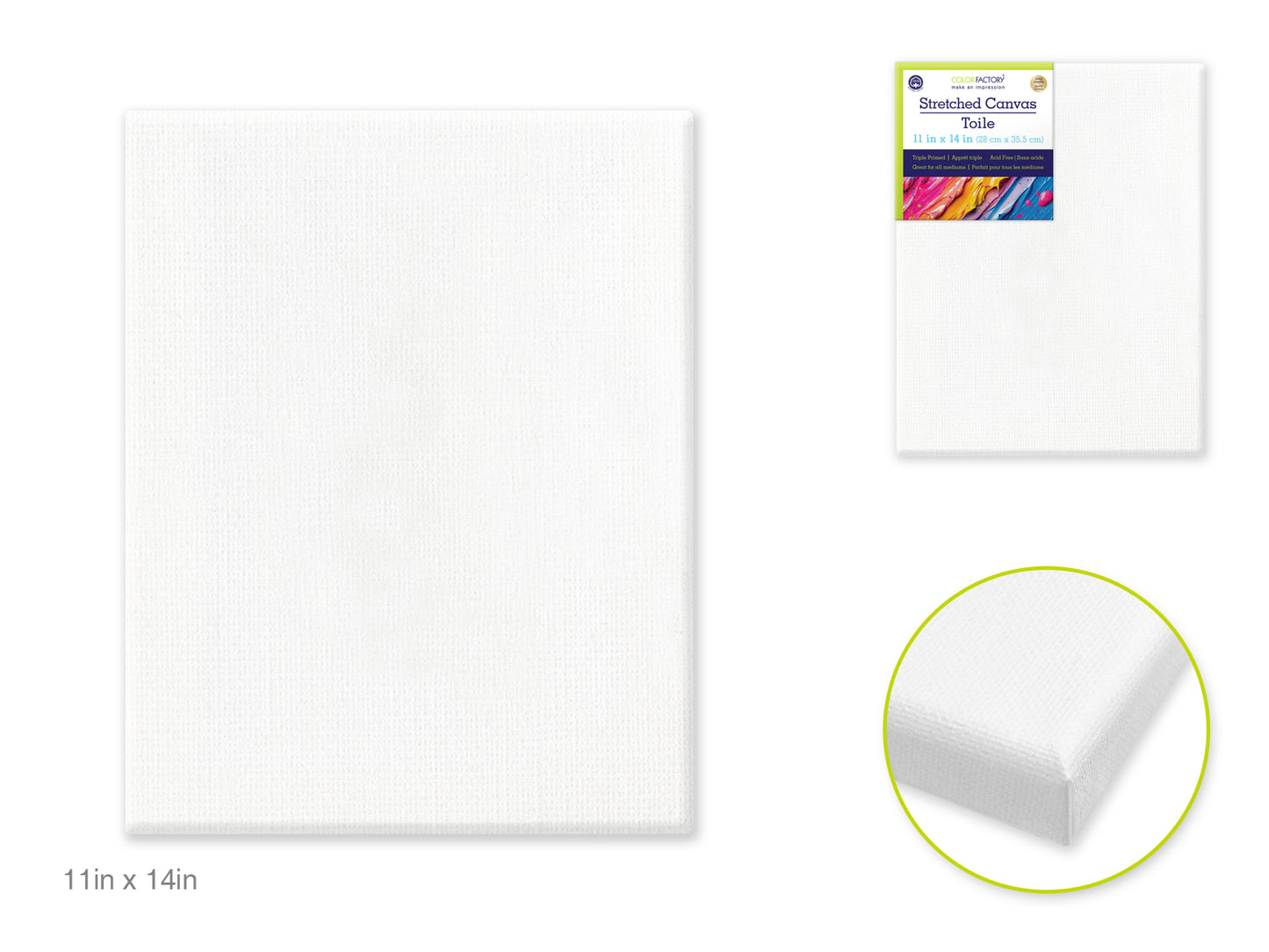 Stretch Artist Canvas: Rect. 11"x14" Primed Back-Stapled