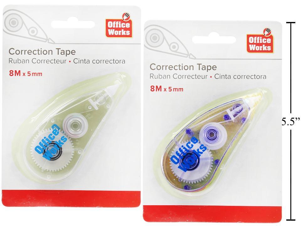O.WKs. Correction Tape, 2 Colours, 8m(L) x 5mm(W), b/c