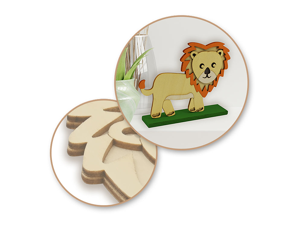 Wood Craft: DIY 6" 3D Shape Standing 5mm(T) D) Lion