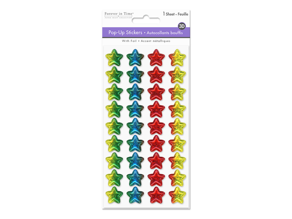 Paper Craft Sticker: 3.7"x6.9" 3D Pop-Up Foil Rainbow Effects B) Star
