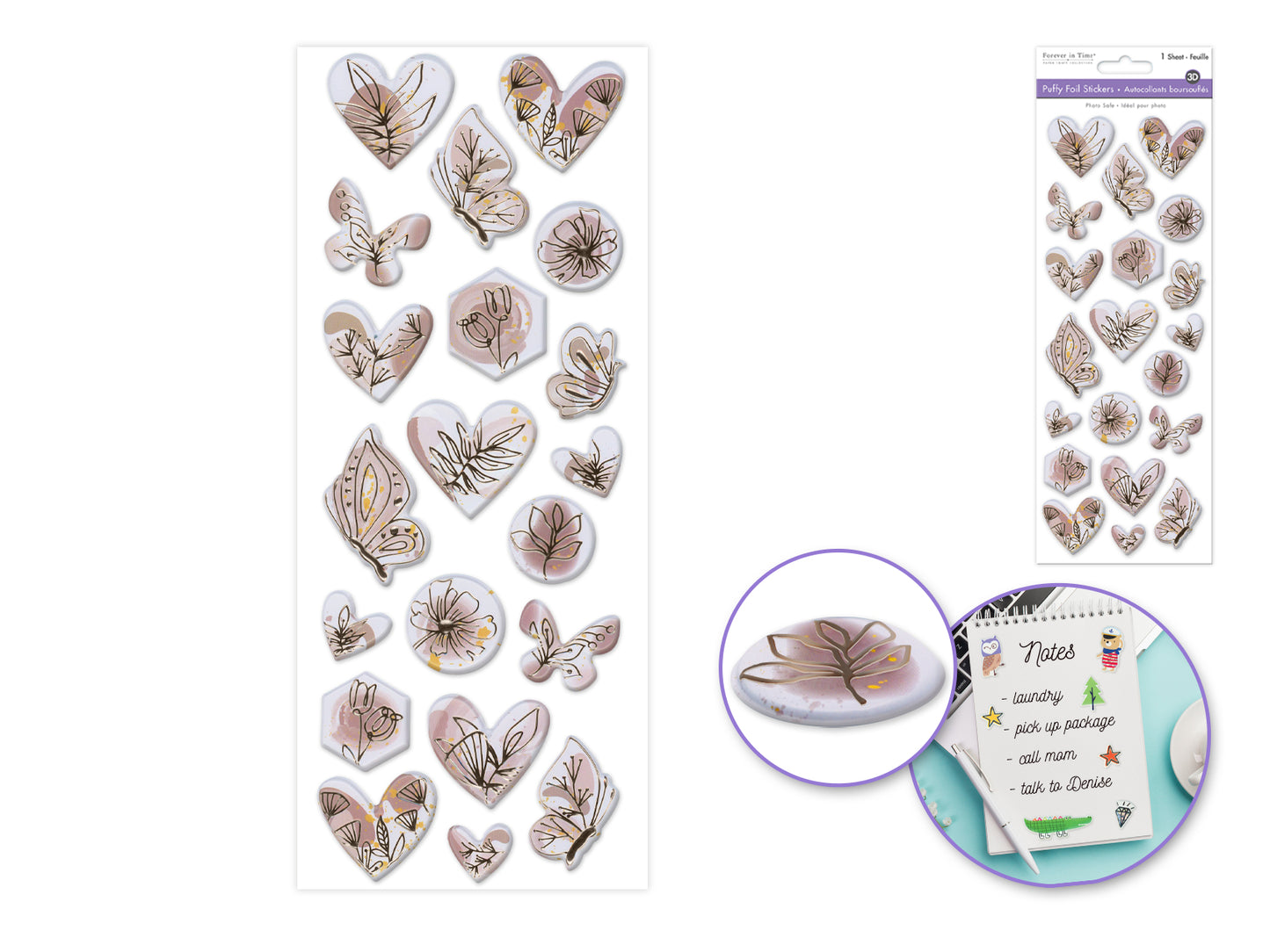 Paper Craft Sticker: 25cmx10cm 3D Puffy Foil H) Floral Flair