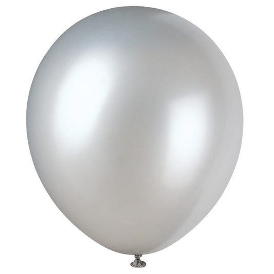 Helium filled - 12" Latex Balloons - Silver