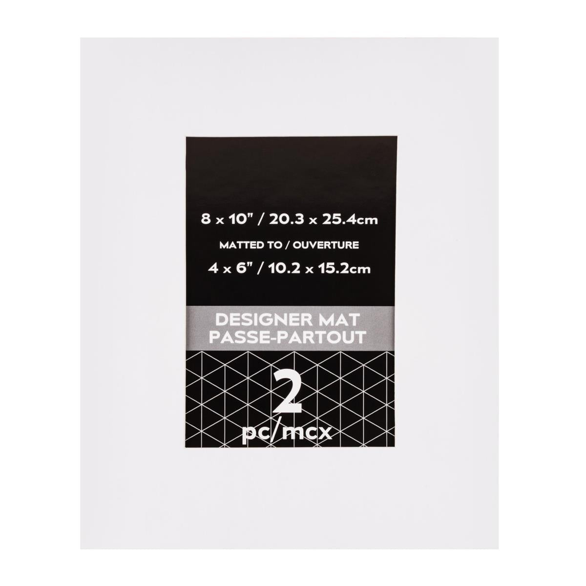 2pk 8x10" Photo Mat (4x6" OPG) White, pslv + insert